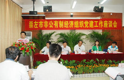 崇左市非公有制經濟組織黨建工作座談會現場